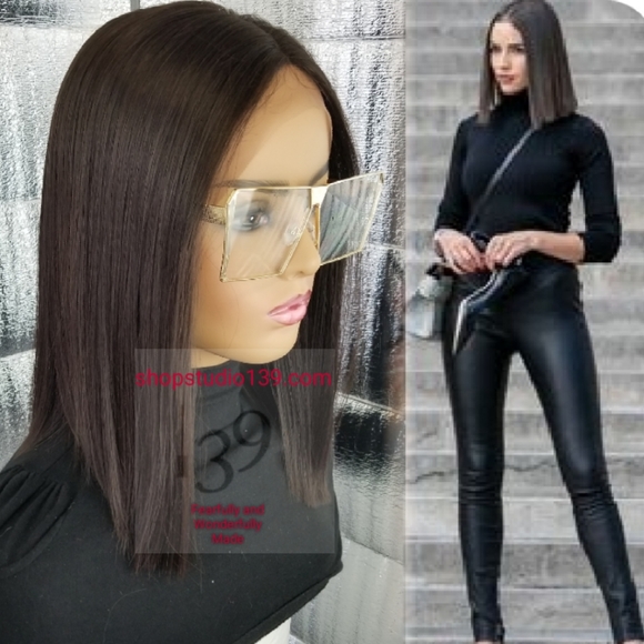 human  hair chestnut bob wig main image 4